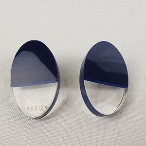 Zsiska Navy Blue&Clear Oval Resin Stud Earrings